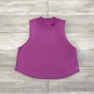 “DSG” Mesh Mock Neck Cropped Tank Top